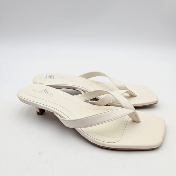 Open Edit Tori Kitten Heel Sandals Slip-On Women's Ivory Egret Size US6 EU36.5 - Picture 3 of 12